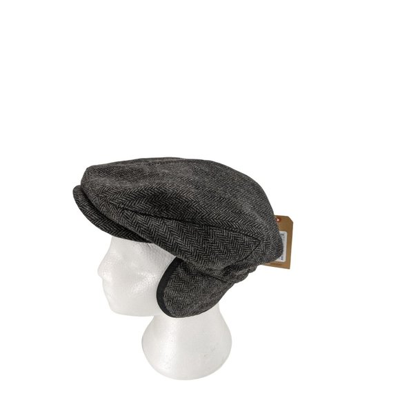 NEW Dockers Gray Herringbone Scally Newsboy Golfer Cap Earflap Ivy Size Small - Picture 6 of 13